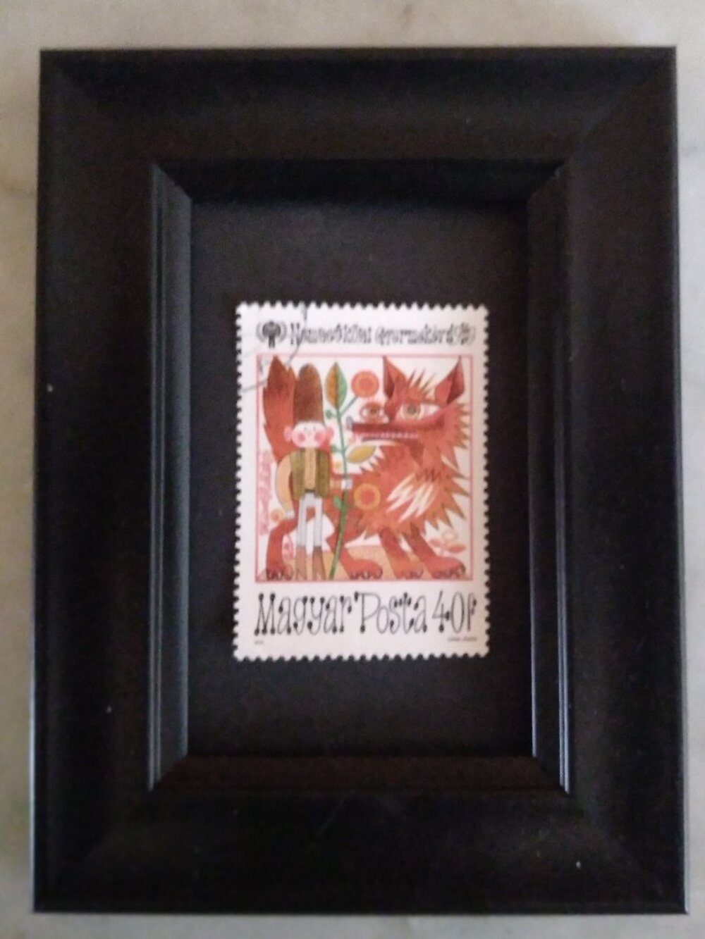 Framed Collectible International Postage Stamp - Tom Thumb